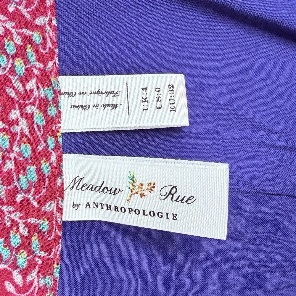 Anthropologie Meadow Rue‎ Midi Skirt Women's SZ-0 Prairie Floral Patchwork Boho